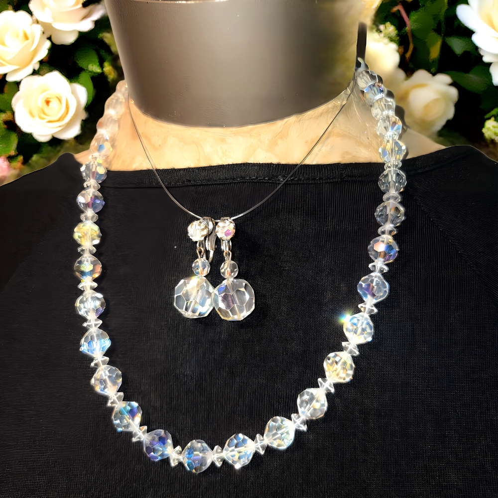 Iridescent Crystal Bead Necklace